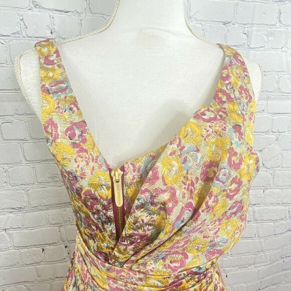 Zac Posen Target Floral Brocade Mini Dress Gold Size 5 Sleeveless Party Cocktail - Picture 5 of 11